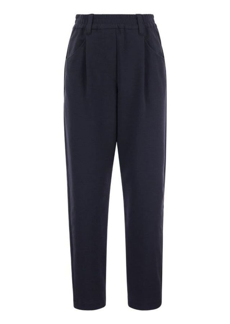 BRUNELLO CUCINELLI Baggy trousers in stretch cotton interlock Couture
