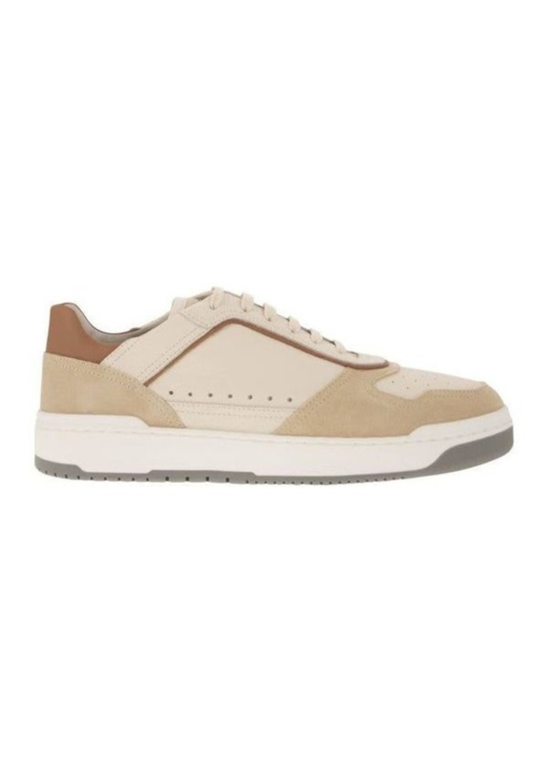 BRUNELLO CUCINELLI Basket trainers in grained calfskin and washed suede