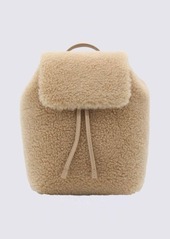 BRUNELLO CUCINELLI BEIGE CASHMERE AND WOOL BLEND FLEECY BACKPACK