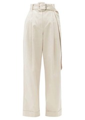 Brunello Cucinelli Belted cotton-blend wide-leg trousers