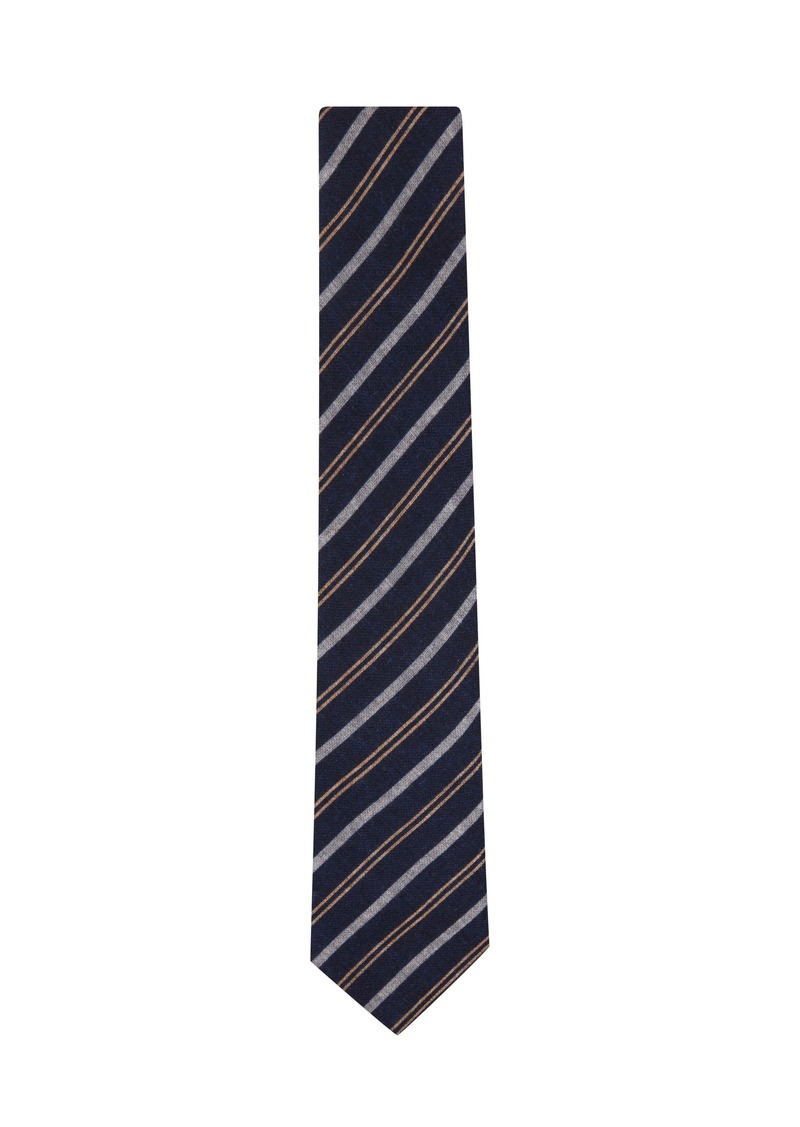 Brunello Cucinelli Blue and Grey Stripe Men's Tie