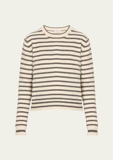 Brunello Cucinelli Cashmere Blend Striped Sweater with Paillette Detail