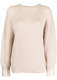 BRUNELLO CUCINELLI Cashmere sweater with dazzling net cuffs