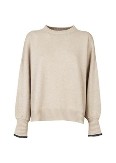 BRUNELLO CUCINELLI Cashmere sweater with Shiny Contrast Cuffs