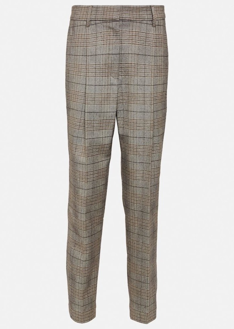 Brunello Cucinelli Checked wool and cotton-blend pants