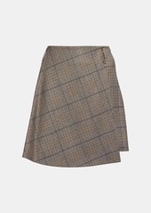 Brunello Cucinelli Checked wool and cotton miniskirt