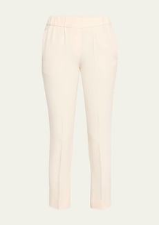 Brunello Cucinelli Classic Elastic-Waist Cropped Silk Trousers