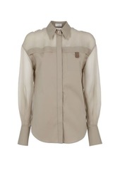 BRUNELLO CUCINELLI Cotton and crispy silk shirt with Precious Pocket Loop