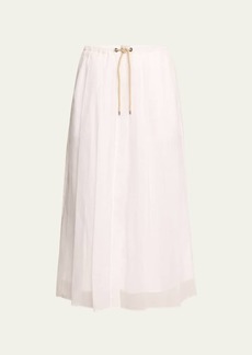 Brunello Cucinelli Cotton Gauze Fluid Maxi Skirt with Rope Belt