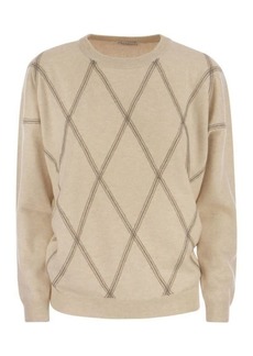 BRUNELLO CUCINELLI Crew-neck sweater in virgin wool, cashmere and silk