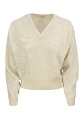 BRUNELLO CUCINELLI Dazzling & Sparkling cashmere and wool rib sweater