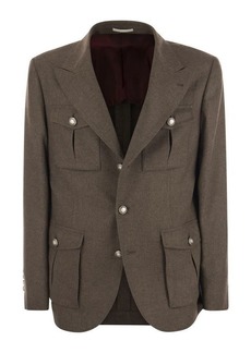 BRUNELLO CUCINELLI Deconstructed wool, silk and cashmere diagonal jacket with Saharan style pockets