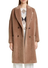 Brunello Cucinelli Double Breasted Alpaca Blend Coat in Caribou at Nordstrom