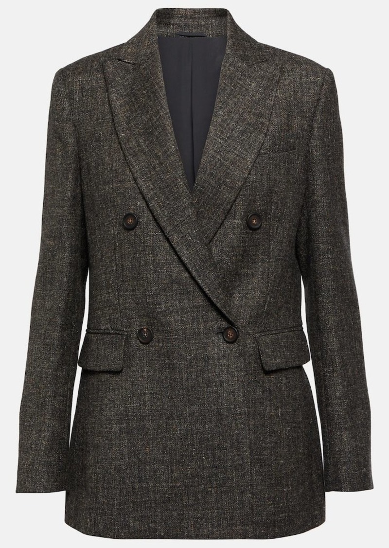 Brunello Cucinelli Double-breasted virgin wool-blend blazer