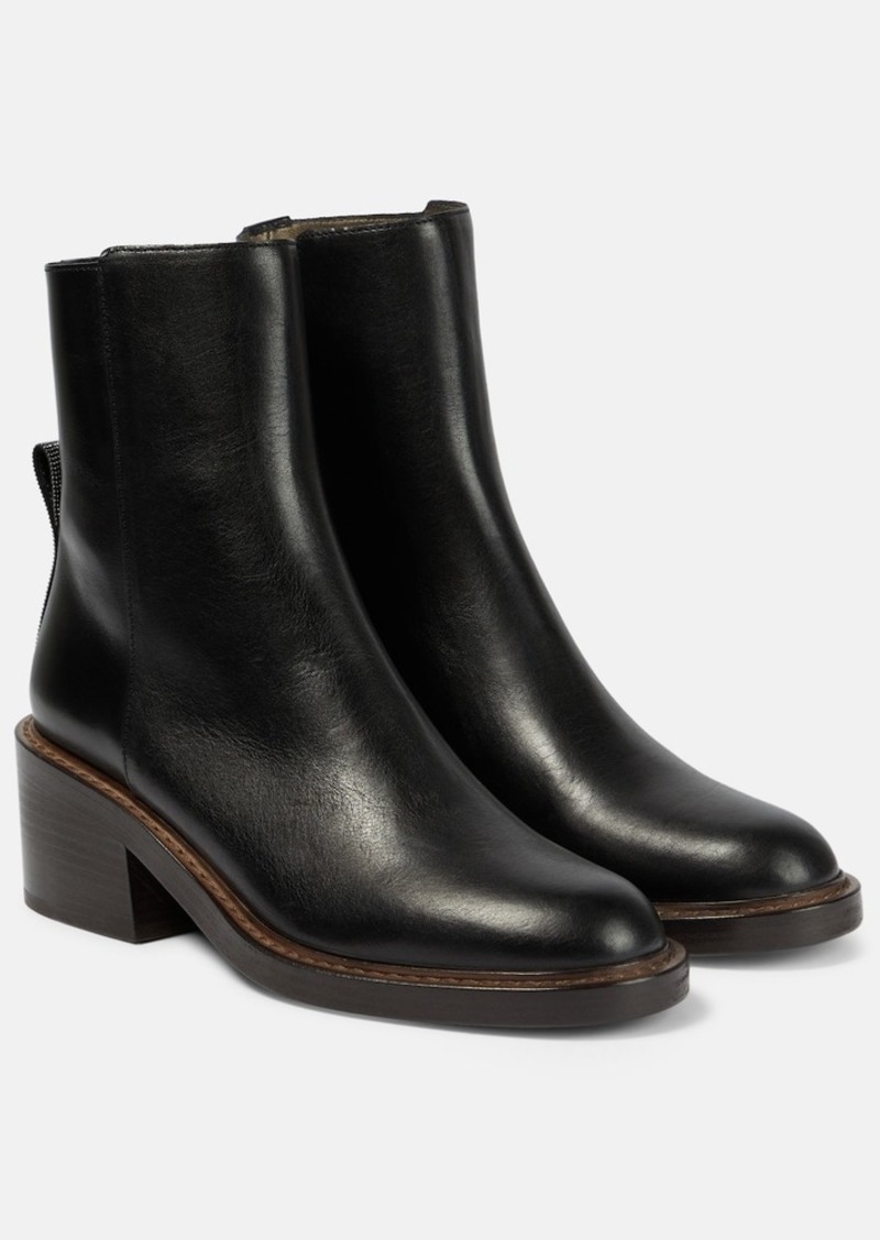 Brunello Cucinelli Embellished leather ankle boots