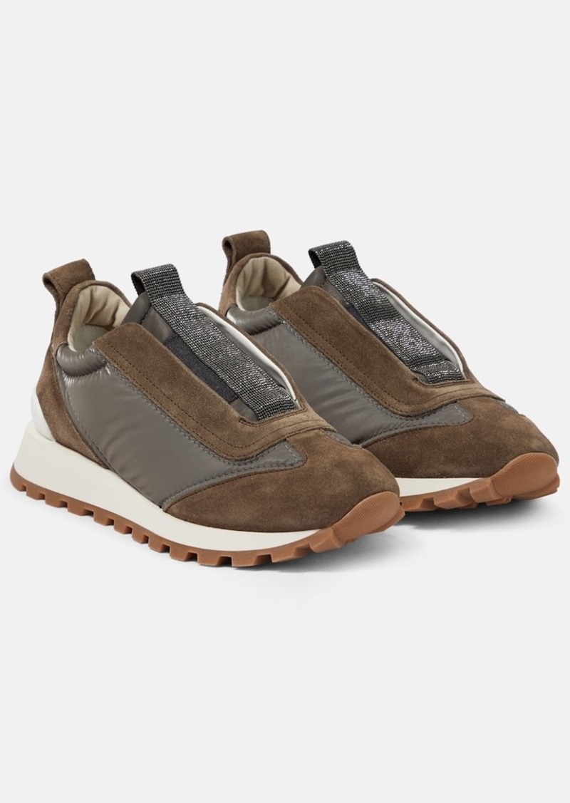 Brunello Cucinelli: Taupe Suede Sneakers