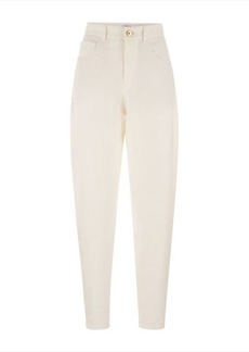 BRUNELLO CUCINELLI Five-pocket curved trousers in stretch cotton interlock