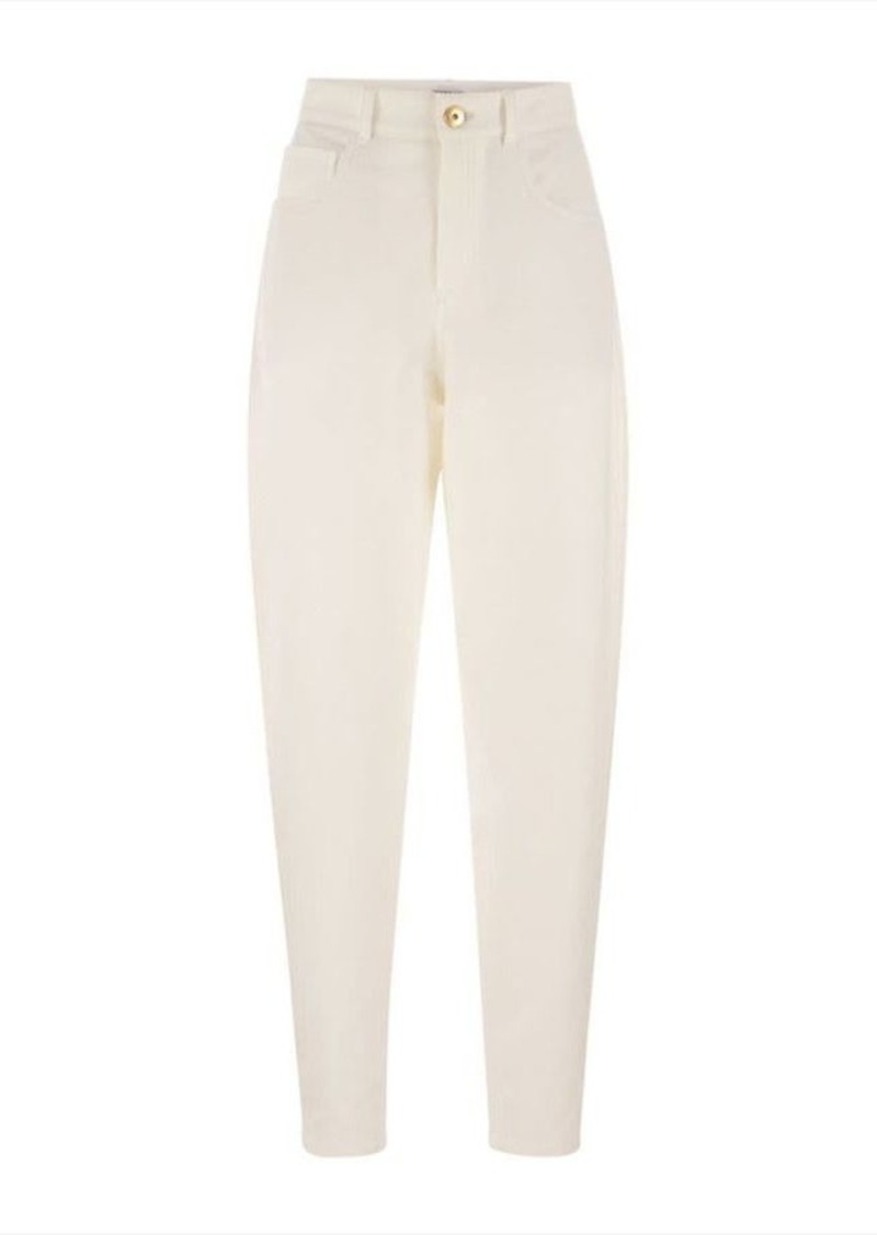 BRUNELLO CUCINELLI Five-pocket curved trousers in stretch cotton interlock