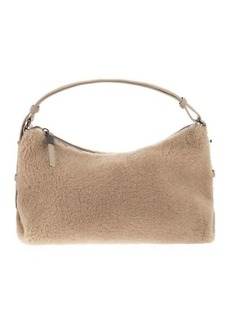 BRUNELLO CUCINELLI Fleecy bag made of virgin wool and cashmere with necklace
