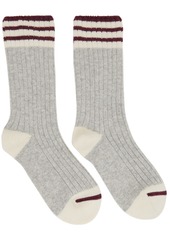 Brunello Cucinelli Grey Cashmere Rib Knit Socks