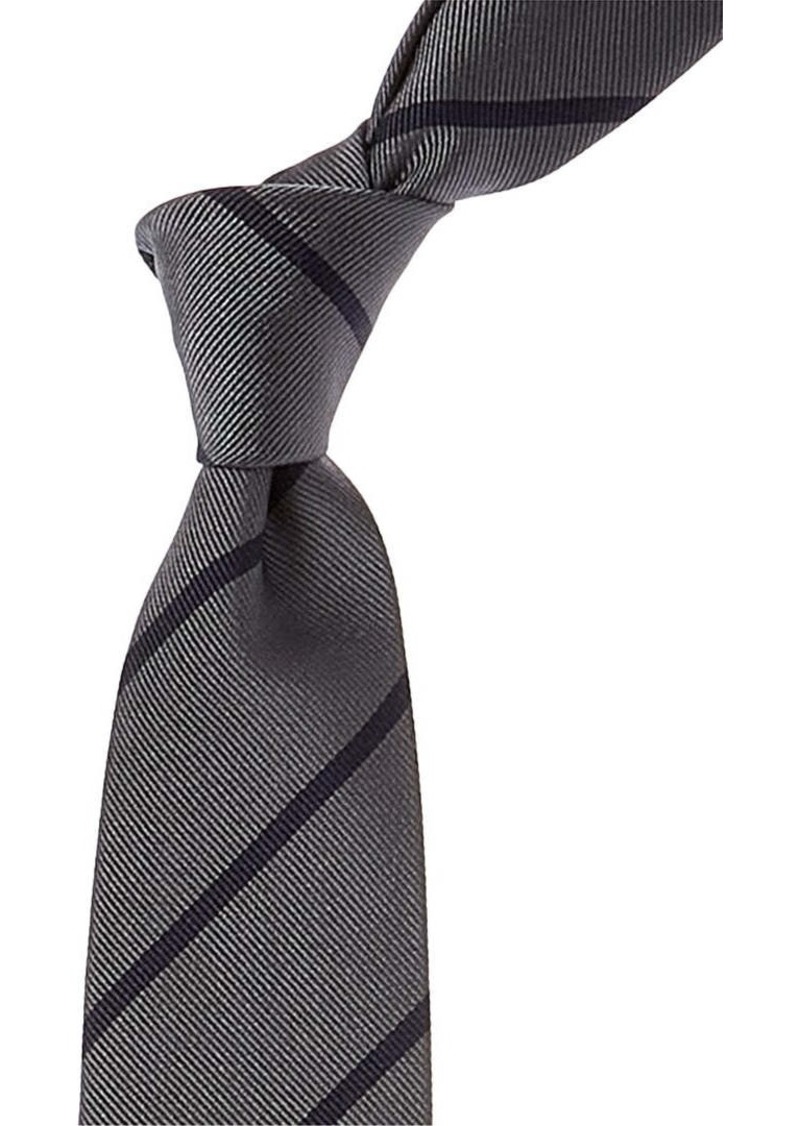 Brunello Cucinelli Grey Stripe Silk Tie