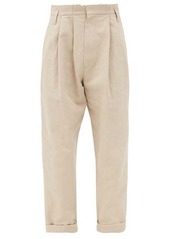 Brunello Cucinelli High-rise cotton-blend twill trousers