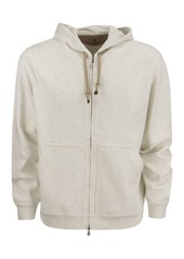 BRUNELLO CUCINELLI Hooded and zipped techno cotton fleece topwear