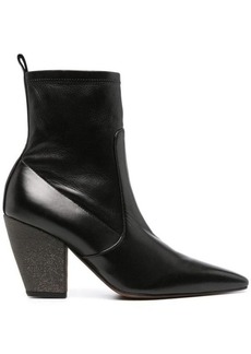 BRUNELLO CUCINELLI Leather ankle boots with precious heels