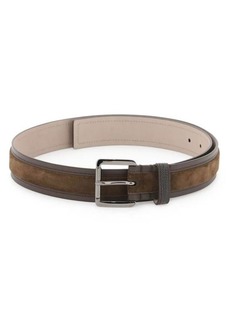Brunello cucinelli leather belt with suede insert