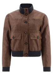 BRUNELLO CUCINELLI Leather bomber jacket