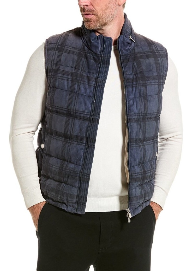 Brunello Cucinelli Leather Down Puffer Vest