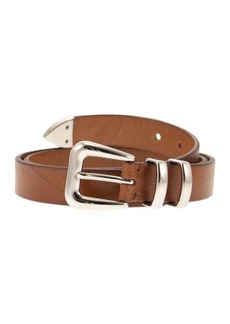 BRUNELLO CUCINELLI Leather scratched belt with tip