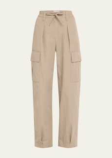 Brunello Cucinelli Lightly Wrinkled Cotton Cargo Pants with Drawstring Waist