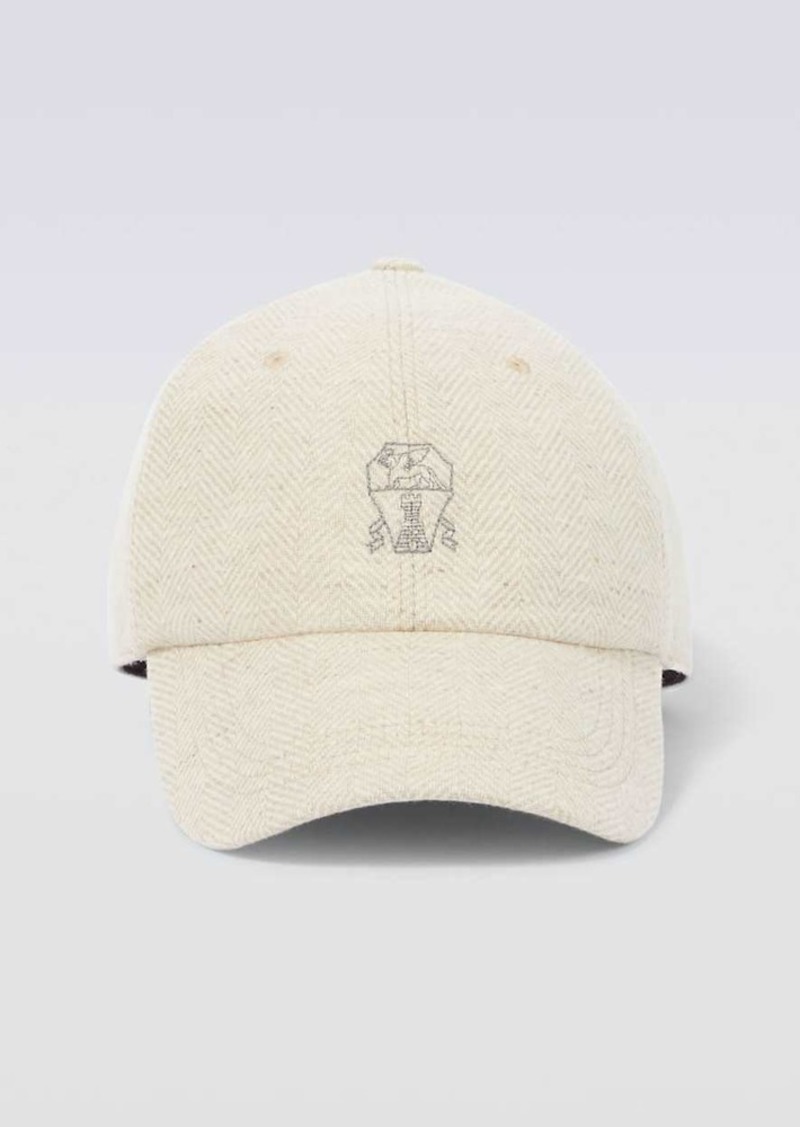 Brunello Cucinelli Logo wool and cashmere baseball cap