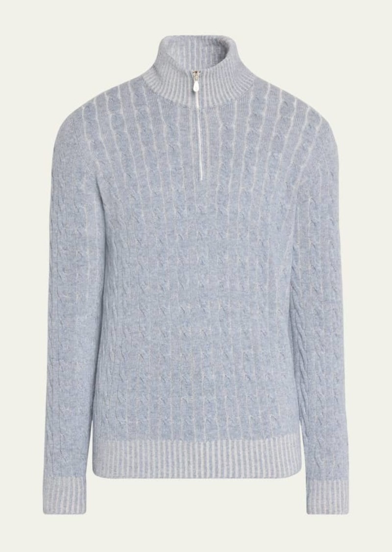 Brunello Cucinelli Men's Cashmere Cable Half-Zip Sweater