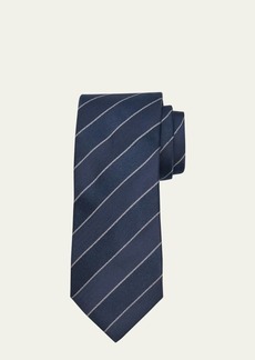 Brunello Cucinelli Men's Double Stripe Silk-Cotton Tie