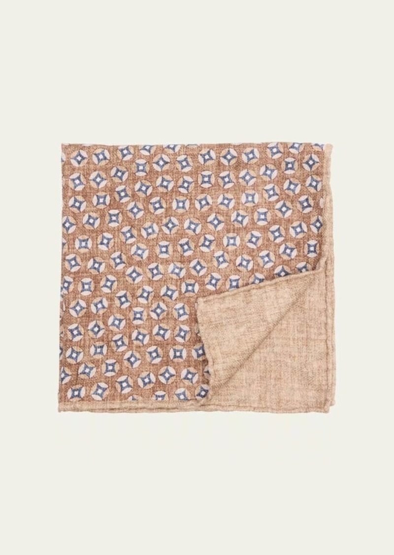 Brunello Cucinelli Men's Geometric Design Silk Pocket Square