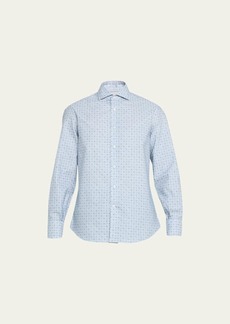 Brunello Cucinelli Men's Geometric-Print Button-Down Shirt