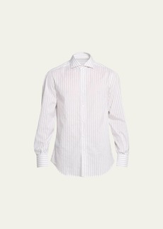Brunello Cucinelli Men's Hairline Striped Oxford Button-Down Shirt