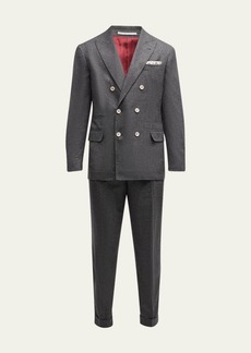 Brunello Cucinelli Men's Hollywood Glamour Cashmere-Silk Double-Breasted Suit