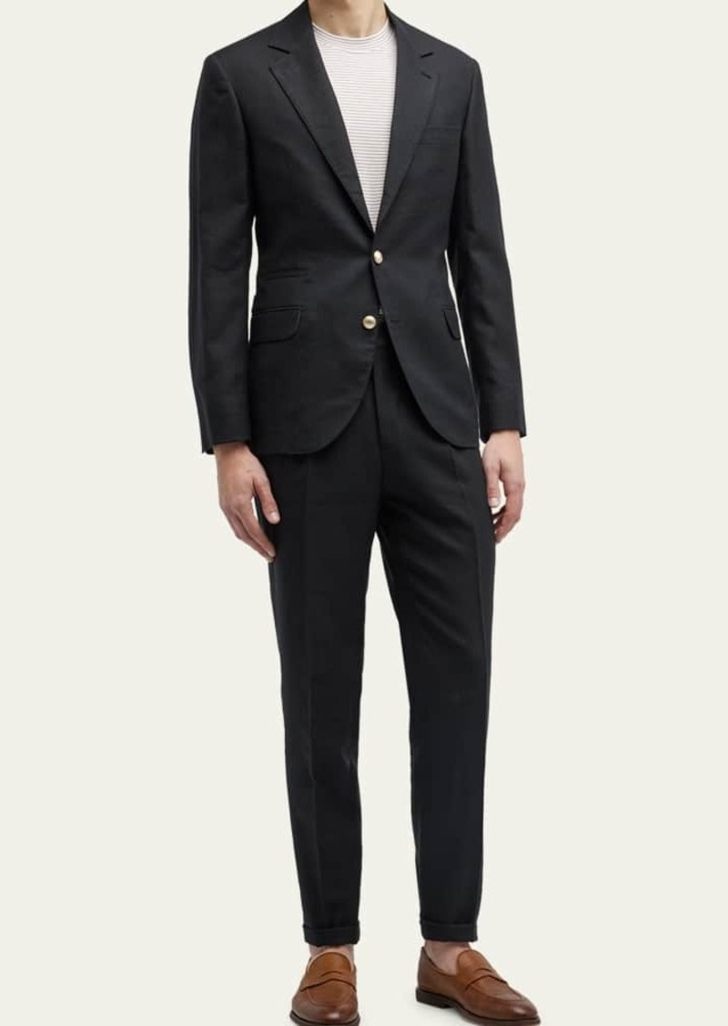 Brunello Cucinelli Men's Linen-Wool Solid Suit