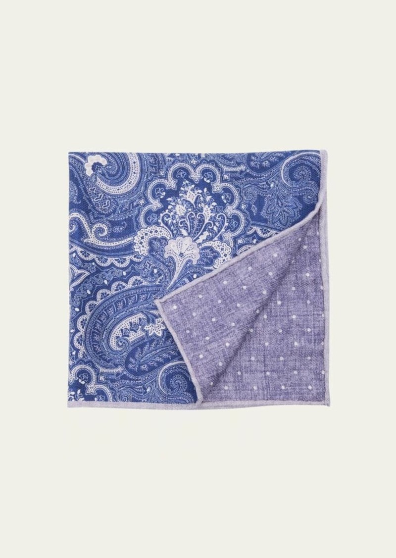 Brunello Cucinelli Men's Paisley-Print Silk Pocket Square