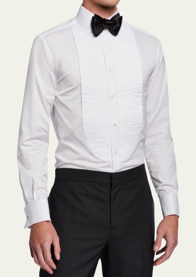 Brunello Cucinelli Men's Pleated-Bib Tuxedo Shirt