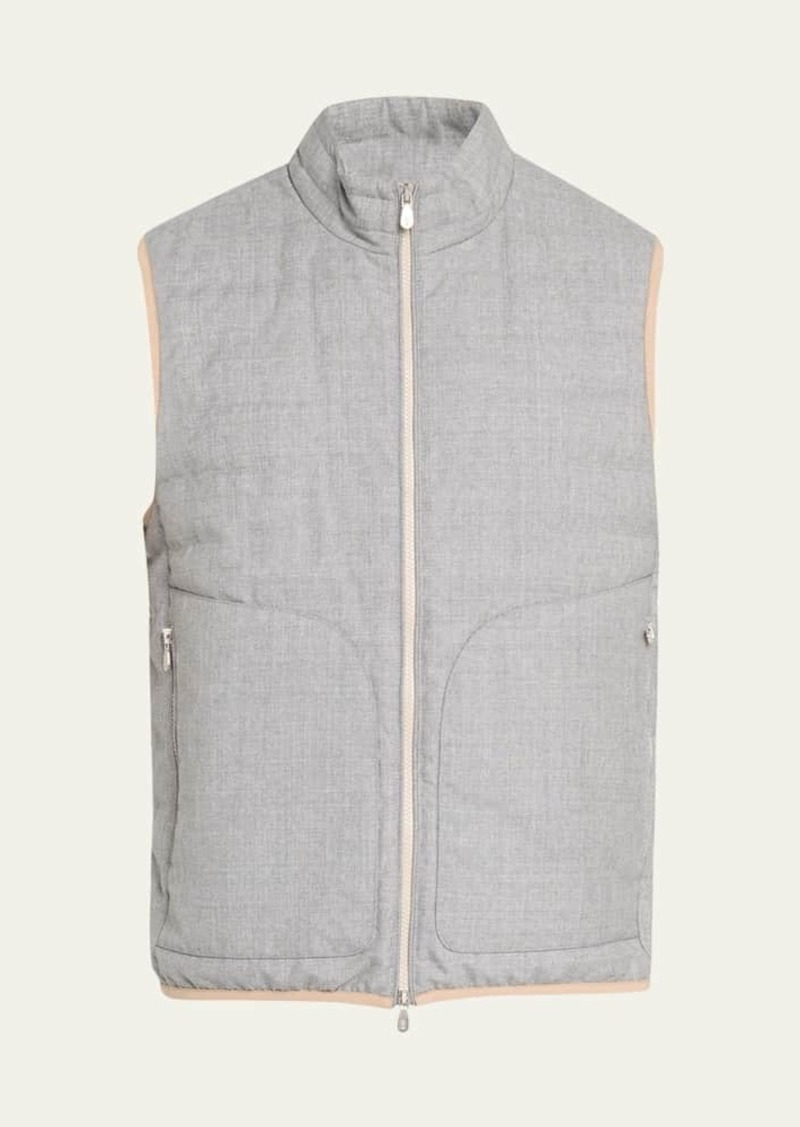 Brunello Cucinelli Men's Quilted Down Full-Zip Vest