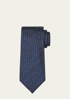 Brunello Cucinelli Men's Silk-Cotton Micro-Geometric Tie