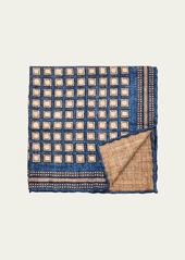 Brunello Cucinelli Men's Silk Geometric Pocket Square