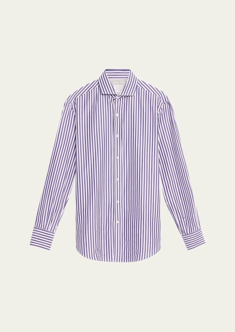 Brunello Cucinelli Men's Striped Button Down Shirt