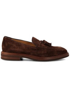 Brunello Cucinelli Mens Tassel Detailed Almond-Toe Loafers in Dark Brown