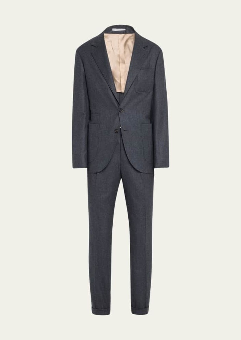 Brunello Cucinelli Men's Wool Flannel Patch-Pocket Suit