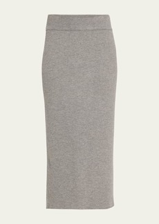 Brunello Cucinelli Metallic Body-Con Cashmere Midi Skirt